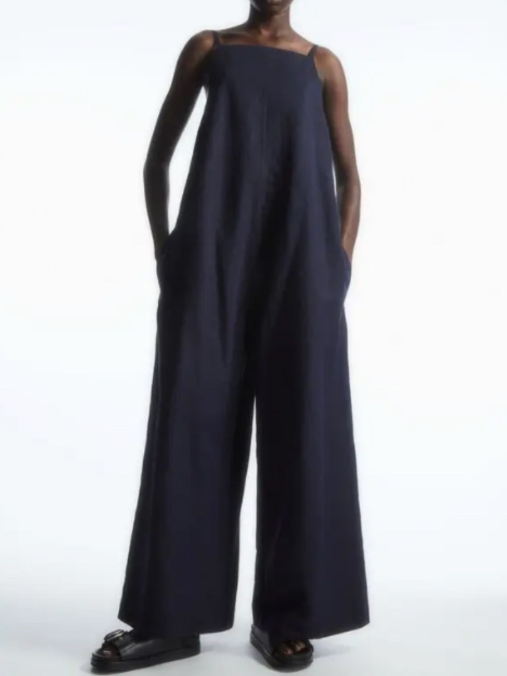 COS blue linen jumpsuit